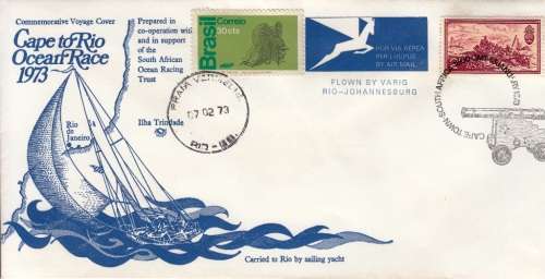 RSA COMM. COVER 1973: CAPE TO RIO OCEAN RACE with 2c SETTLERS STAMP
