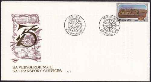 RSA COMM. COVER 1985: 75th ANNIVERSARY OF SA TRANSPORT SERVICES