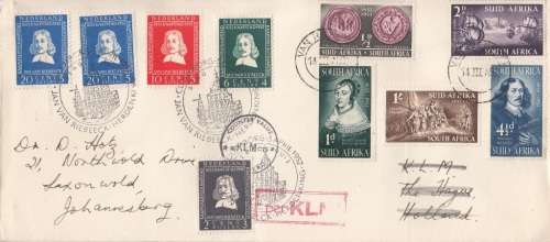 COMBINED FDC (1952) BETWEEN S.A. AND NEDERLAND CELEBRATING TERCENTENARY OF JAN VAN RIEBEECK LANDING