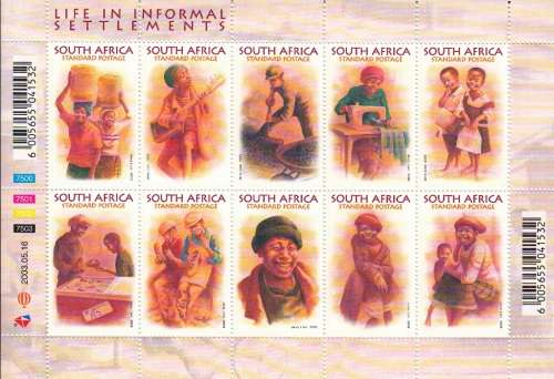 RSA  2003: LIFE IN INFORMAL SETTLEMENTS SHEETLET OF 10 MNH (SACC 1548)