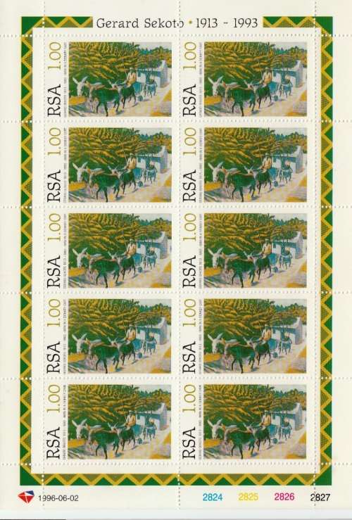 RSA 1996: ARTIST GERARD SEKOTO FULL SET OF 2 SHEETLETS OF 10 MNH (SACC 949/950)