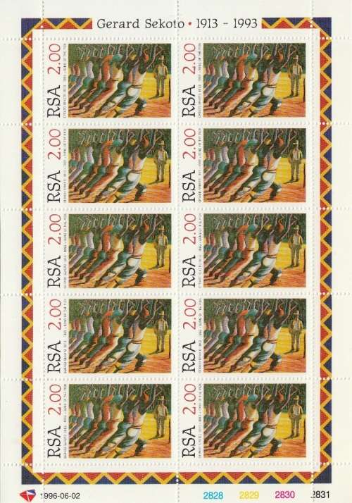 RSA 1996: ARTIST GERARD SEKOTO FULL SET OF 2 SHEETLETS OF 10 MNH (SACC 949/950)