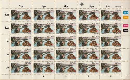 RSA 1984: STRATEGIC MINIRALS FULL SET OF 4 FULL SHEETS OF 25 MNH (SACC 563-566)