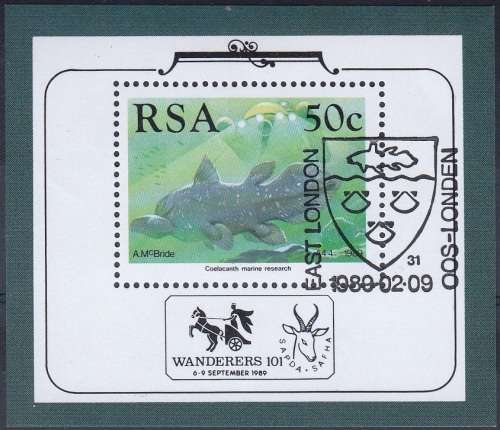 RSA FOUNDATION MINIATURE SHEET 1989: COELACANTH RESEARCH CTO (SACC 694a)