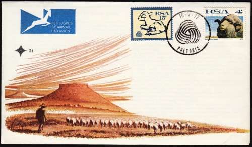 RSA 1972: OFFICIAL FDC 21 - INTERIM DEFINITIVES - UNADDRESSED