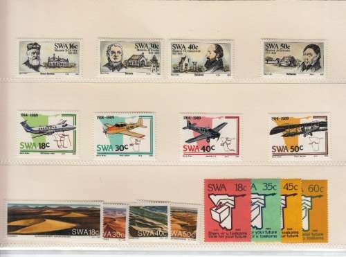 SWA MOUNTED SET OF STAMPS ISSUED DURING 1989 MNH (SACC 518-533)
