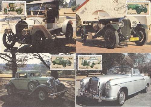 VENDA 1986: POSTCARDS #38-41  FIVA INTERNATIONAL VETERAN CAR RALLY SET OF 4 CTO (SACC 147-150)