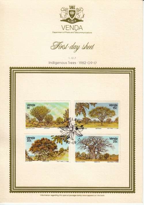 VENDA 1982 COLLECTORS SHEET 1.12.7: Indigenous Trees (1st)