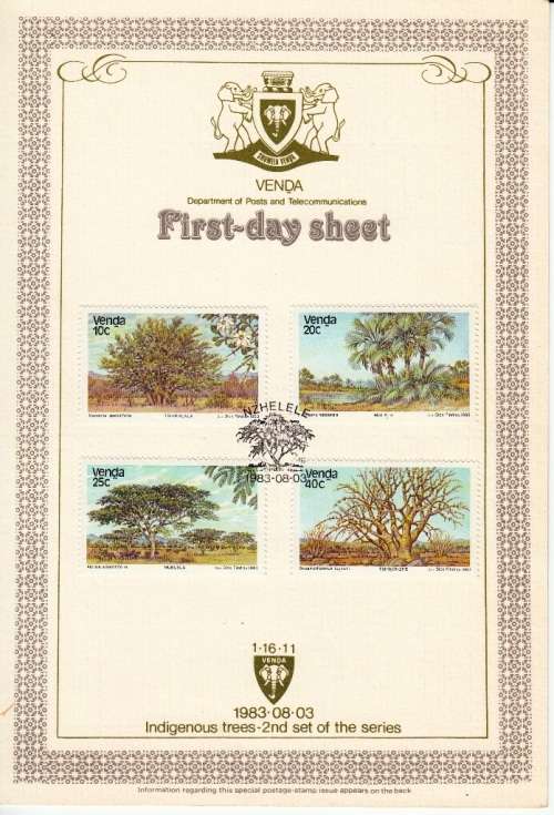 VENDA 1983 COLLECTORS SHEET 1.16.11: INDIGENOUS TREES (2nd)
