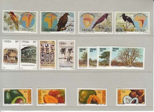 VENDA 1983: FULL SET OF STAMPS AS ISSUED BY PHILATELIC SERVICES MNH (SACC 71-86)
