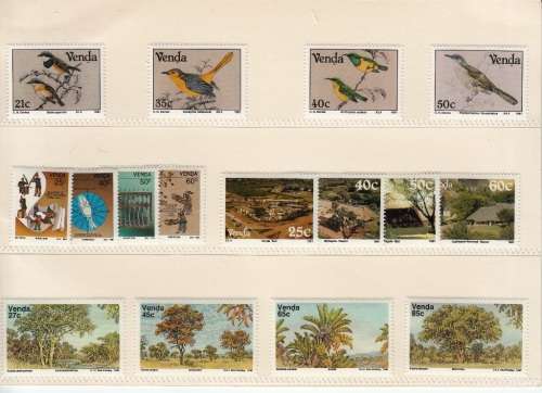 VENDA 1991: FULL SET OF STAMPS AS ISSUED BY PHILATELIC SERVICES MNH (SACC 218-233)