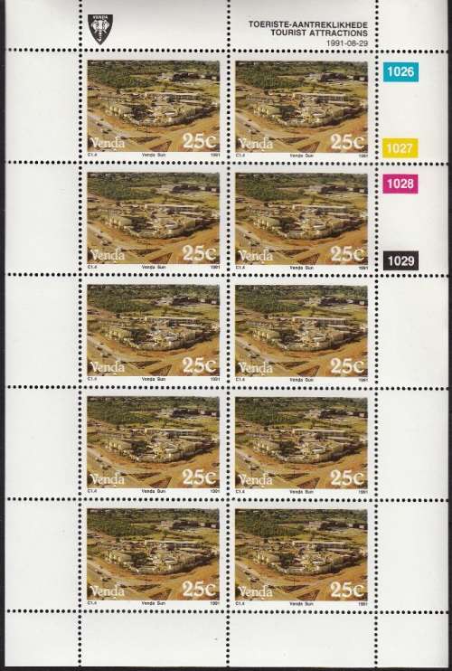 VENDA 1991: TOURISTS ATTRACTIONS FULL SET OF SHEETS OF 10 MNH (SACC 226-229)