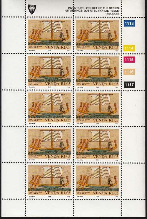 VENDA 1992: INVENTIONS (2nd) FULL SET OF SHEETS OF 10 MNH (SACC 242-245)