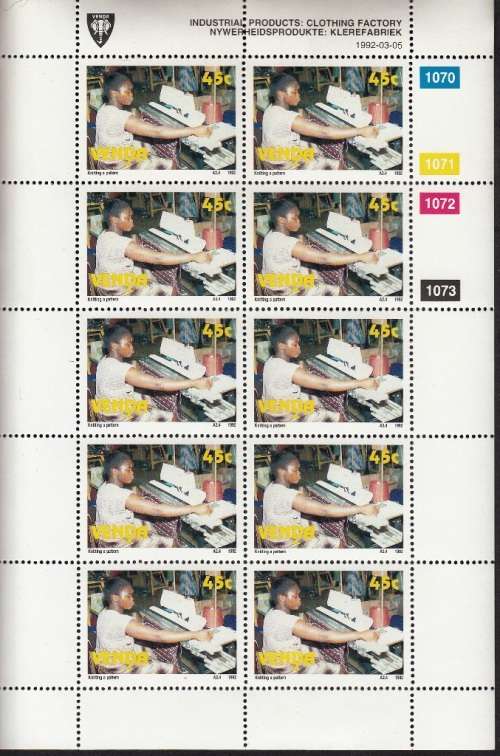 VENDA 1992: INDUSTRIAL PRODUCTION FULL SET OF SHEETS OF 10 MNH (SACC 234-237)