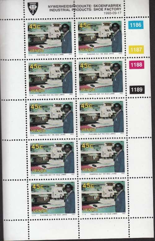 VENDA 1993: SHOE FACTORY FULL SET OF SHEETS OF 10 MNH (SACC 259-262)