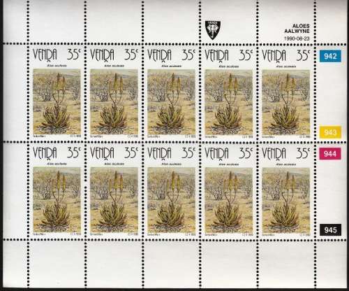 VENDA 1990: ALOES FULL SET OF SHEETS OF 10 MNH (SACC 210-213)