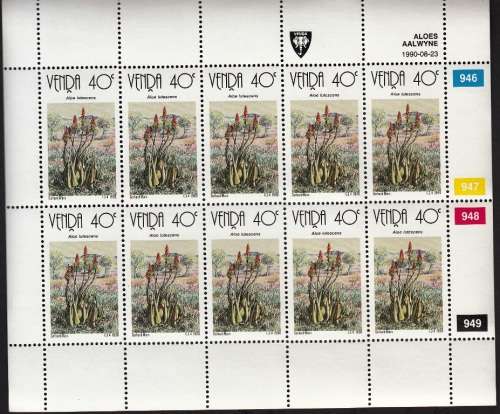 VENDA 1990: ALOES FULL SET OF SHEETS OF 10 MNH (SACC 210-213)
