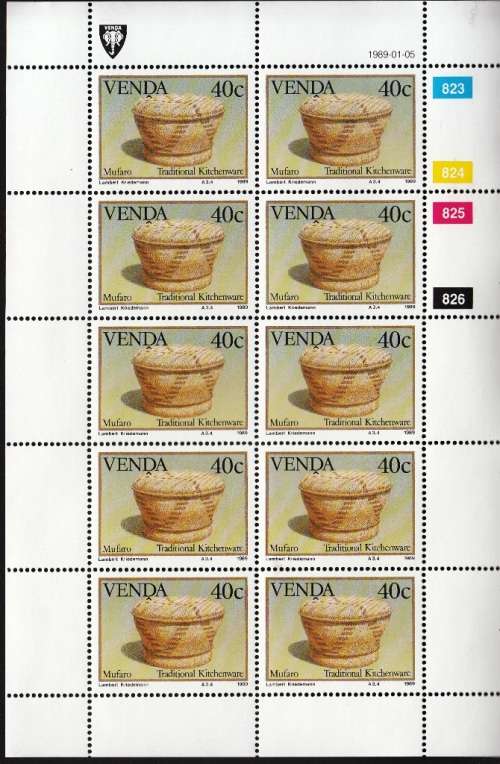 VENDA 1989: TRADITIONAL KITCHENWARE FULL SET OF SHEETS OF 10 MNH (SACC 184-187)
