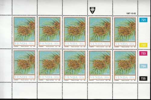 VENDA 1987: FOOD FROM THE VELD (2nd) FULL SET OF SHEETS OF 10 MNH (SACC 164-167)