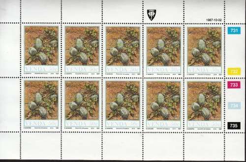 VENDA 1987: FOOD FROM THE VELD (2nd) FULL SET OF SHEETS OF 10 MNH (SACC 164-167)