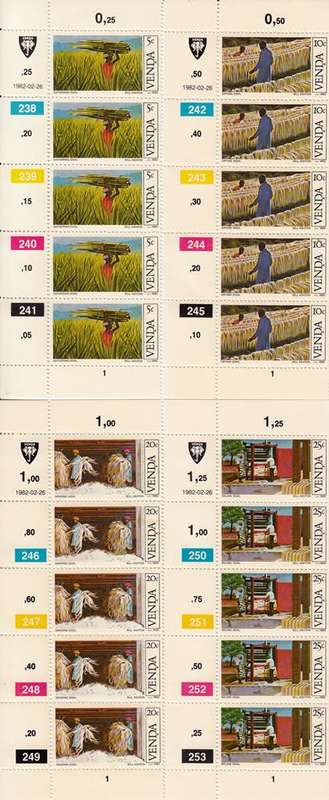 VENDA 1982: SISAL CULTIVATION FULL SET CONTROL STRIPS OF 5 MNH (SACC 55-58)