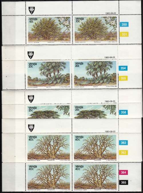 VENDA 1983: INDIGENOUS TREES (2nd) FULL SET CONTROL BLOCKS OF 4 MNH (SACC 79-82)