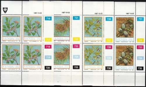 VENDA 1987: FOOD FROM THE VELD (2nd) FULL SET CONTROL BLOCKS OF 4 MNH (SACC 164-167)