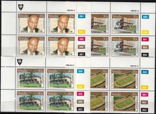 VENDA 1989: 10th ANNIVERSARY OF INDEPENDENCE FULL SET CONTROL BLOCKS OF 4 MNH (SACC 197-200)