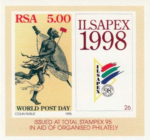 RSA MINI SHEET#26 1998: ILSAPEX WORLD POST DAY MNH (SACC 921)