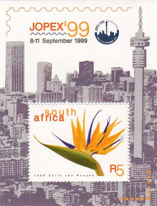 RSA MINIATURE SHEET 1999: JOPEX STAMP EXHIBITION JOHANNESBURG MNH (SACC 1233)