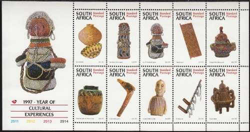 RSA 1997: YEAR OF CULTURAL EXPERIENCES FULL SHEET OF 10 MNH (SACC 1030)