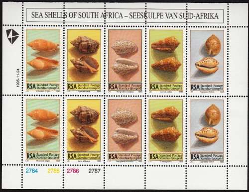 RSA  1995: SEA SHELLS FULL SHEET OF 10 MNH (SACC 924)