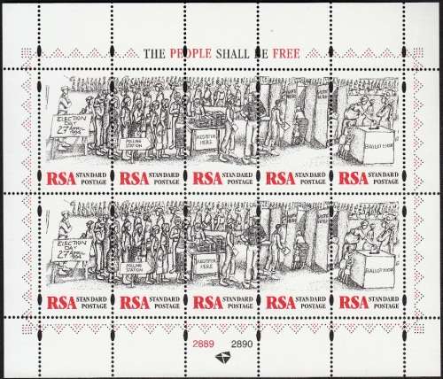 RSA  1997: FREEDOM DAY FULL SHEET OF 10 MNH (SACC 1014)