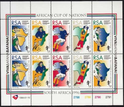 RSA 1996: AFRICAN CUP OF NATIONS SOCCER FULL SHEET OF 10 MNH (SACC 933-937)