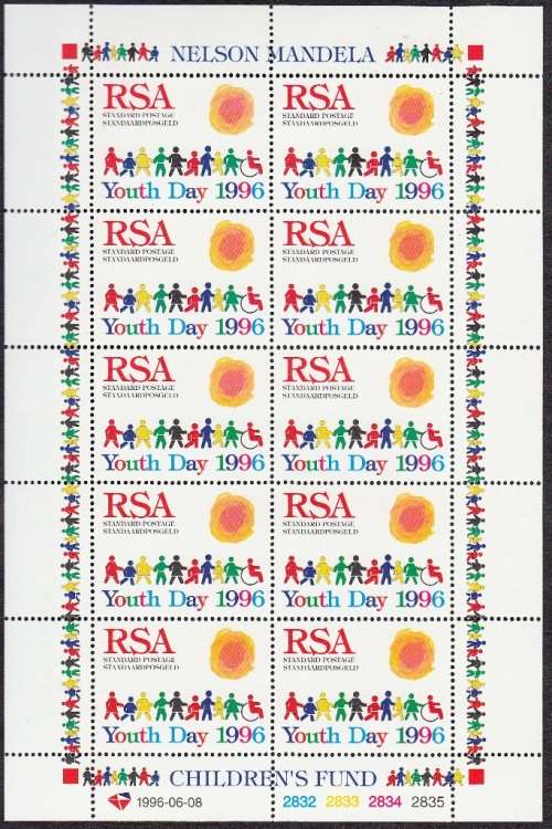 RSA 1996: NELSON MANDELA CHILDRENS FUND FULL SHEET OF 10 MNH (SACC 953)