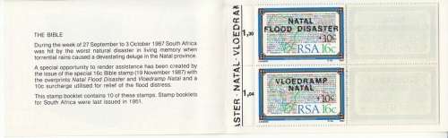 RSA BOOKLET 1987: NATAL FLOOD RELIEF FUND COMPLETE MNH (SACC 642) - LEFT MARGIN 1,04-1,30