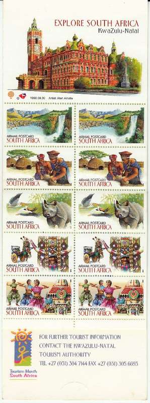 RSA 1998: BOOKLET#39 - EXPLORE S.A. - KWAZULU NATAL MINT COMPLETE (SACC 1140)