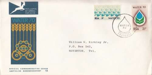 RSA 1970: OFFICIAL FDC#13 - WATER CAMPAIGN - ADDRESSED