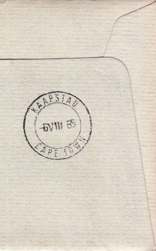 RSA 1985: SAA COVER NO 40 - 50 years JOHANNESBURG TO CAPE TOWN
