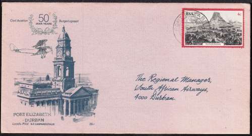 RSA 1979: SAA FLIGHT COVER 29.1 - COMMEMORATIVE COVER - 50 YEARS PORT ELIZABETH TO DURBAN