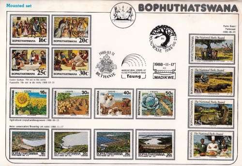 BOPHUTHATSWANA YEAR PACK 1988 (SACC 198-213) STAMP CARD and SLEEVE INCLUDED