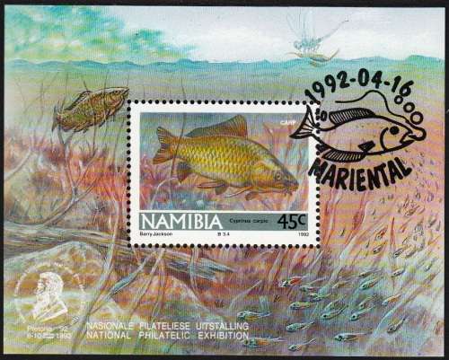 NAMIBIA 1992: FOUNDATION MINI SHEET - FRESHWATER ANGLING CTO (SACC 53a)
