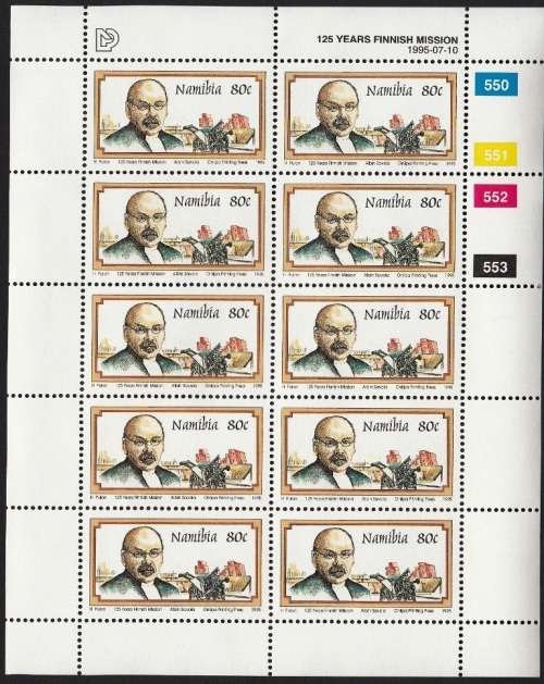 NAMIBIA 1995: 125th ANNIVERSARY OF FINISH MISSIONARIES FULL SET FULL SHEETS OF 10 MNH (SACC 130-133)