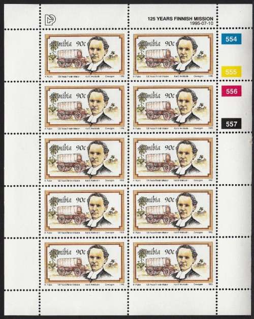 NAMIBIA 1995: 125th ANNIVERSARY OF FINISH MISSIONARIES FULL SET FULL SHEETS OF 10 MNH (SACC 130-133)