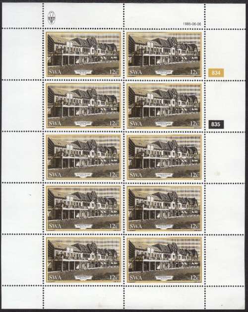 SWA 1985: HISTORIC BUILDINGS OF WINDHOEK FULL SET OF FULL SHEETS OF 10 MNH (SACC 454-457)
