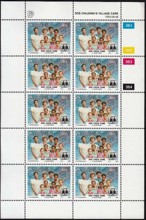 NAMIBIA 1993: CHILD CARE FULL SET OF FULL SHEETS OF 10 MNH (SACC 82-85)