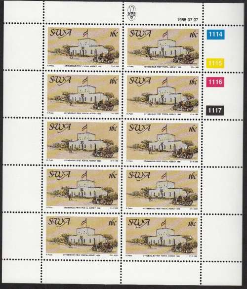 SWA 1988: CENTENARY OF POSTAL SERVICES FULL SET OF FULL SHEETS OF 10 MNH (SACC 510-513)