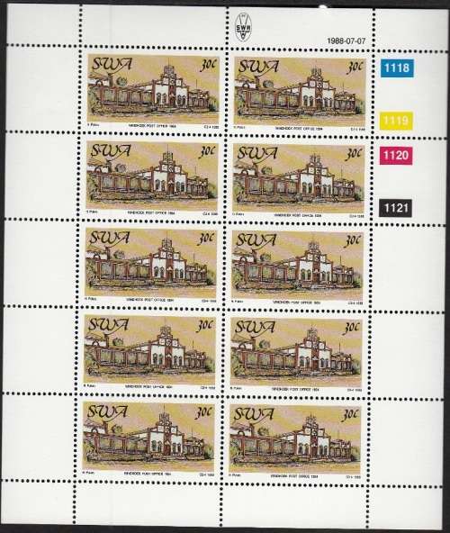 SWA 1988: CENTENARY OF POSTAL SERVICES FULL SET OF FULL SHEETS OF 10 MNH (SACC 510-513)