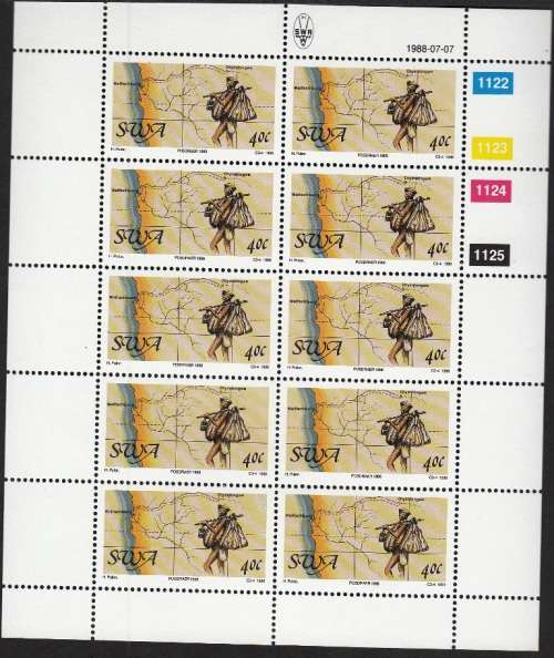 SWA 1988: CENTENARY OF POSTAL SERVICES FULL SET OF FULL SHEETS OF 10 MNH (SACC 510-513)