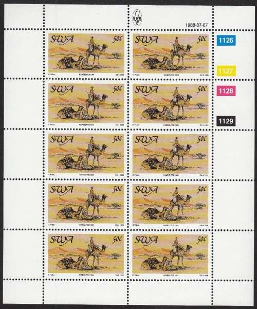 SWA 1988: CENTENARY OF POSTAL SERVICES FULL SET OF FULL SHEETS OF 10 MNH (SACC 510-513)